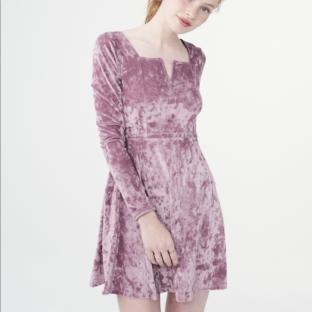 Aeropostale V-Wire Velvet Fit and Flare Pink Dress